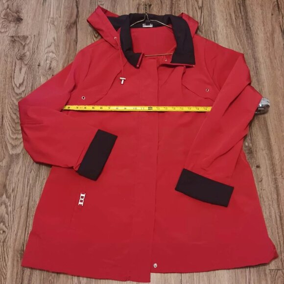 Women's Red & Black George QVC Removable Hood Rain Jacket Lightweight XL 16-18 - Picture 9 of 9